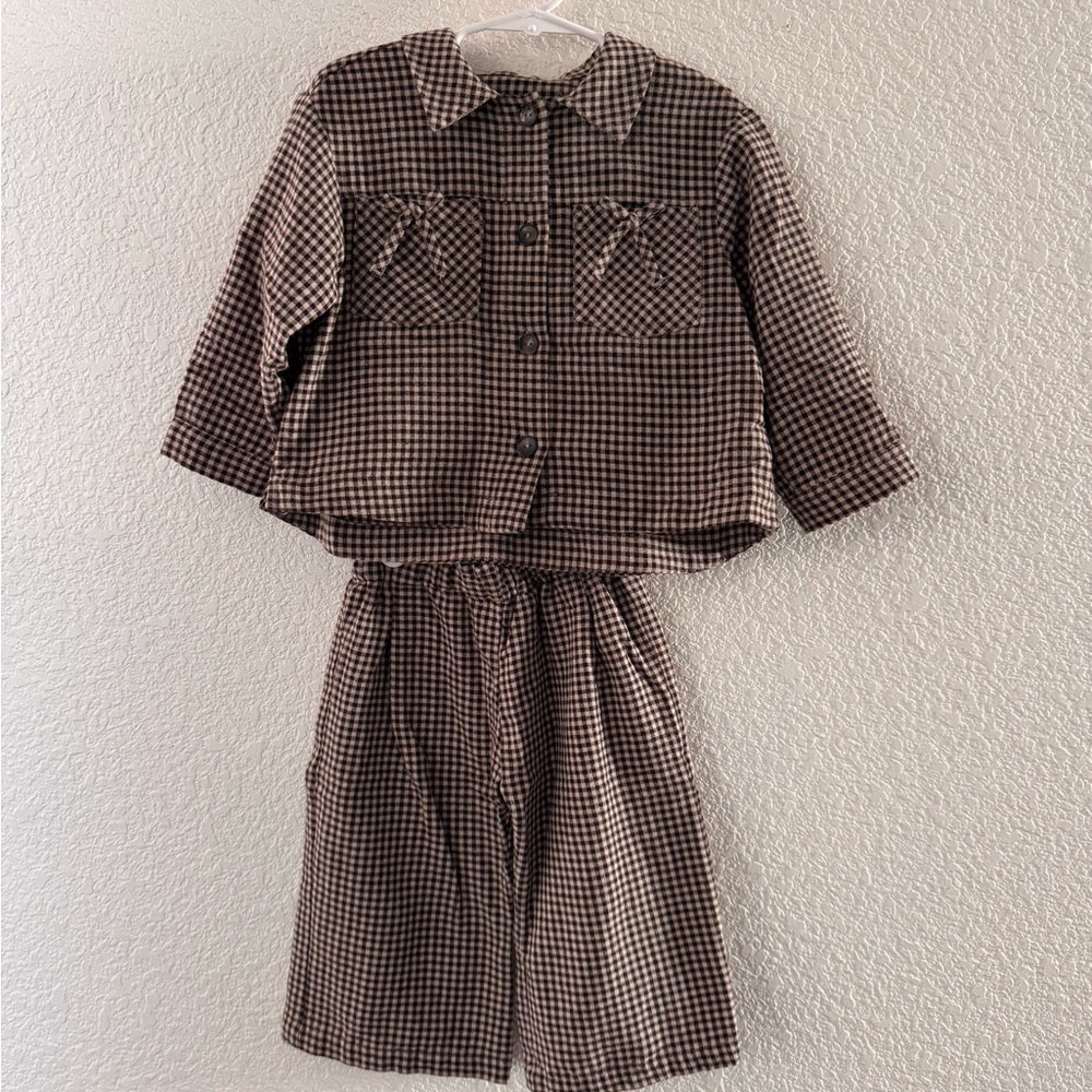 Zara Kids Brown Plaid Set
